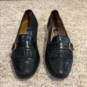 Leather Loafers with Gold Buckle